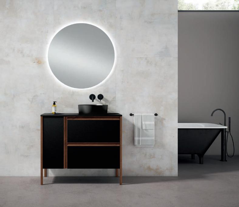 Mueble de baño suspendido 2 cajones sin tirador con lavabo color Griggio  Modelo Decor
