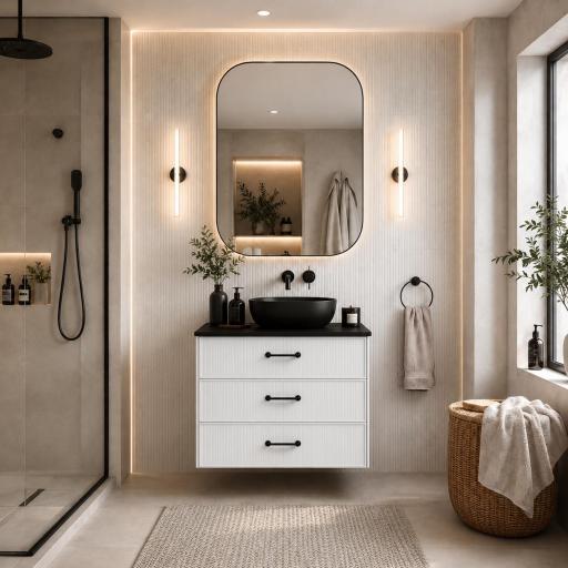 Mueble de baño sobre encimera Blanca con 3 cajones suspendido de AVILA DOS [2]
