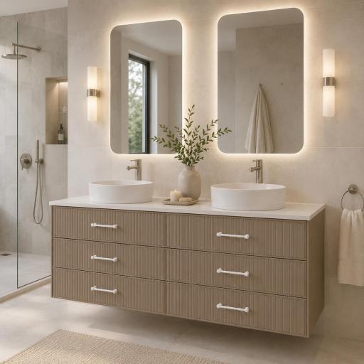 Mueble de baño sobre encimera Blanca con 6 cajones suspendido de AVILA DOS [1]