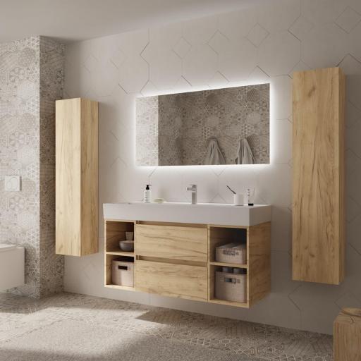 Mueble de baño Bequia Plus suspendido 2 cajones 4 huecos roble 120cm de Salgar [1]