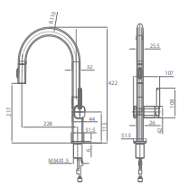 Grifo de cocina monomando extraíble Canadá black gun metal de Imex [1]