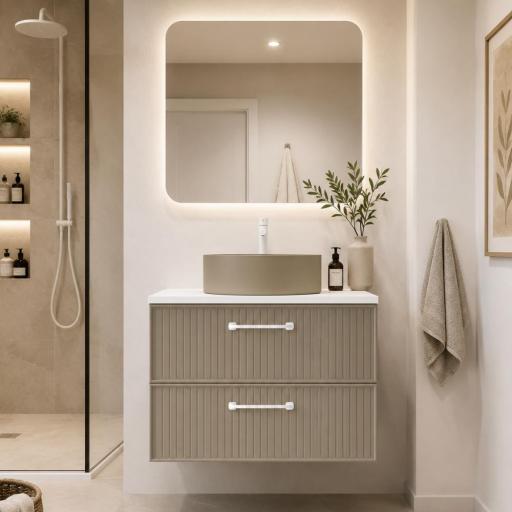 Mueble de baño sobre encimera Blanca 2 cajones suspendido de Avila Dos [3]