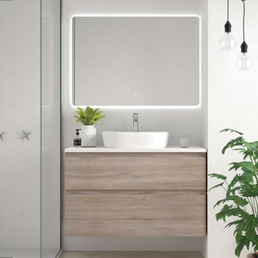 Mueble de baño sobre encimera Carmen 2 cajones suspendido estructura oculta laminados de Avila Dos [0]