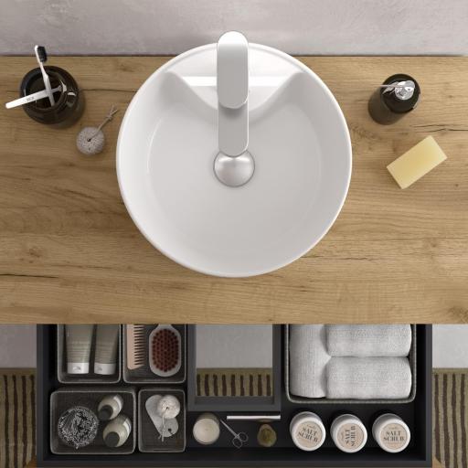 Mueble de baño sobre encimera Bequia Plus suspendido 2 cajones 2 puertas azul mate y roble 120cm de Salgar [3]