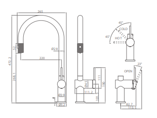 Grifo de cocina monomando extraíble Lazio Black Gun Metal de Imex [1]