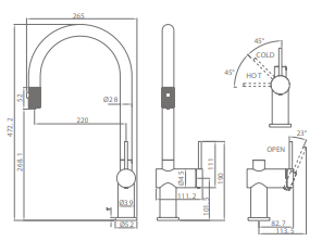 Grifo de cocina monomando extraíble Lazio oro rosa cepillado de Imex [1]
