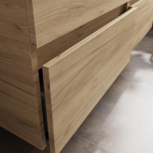 Mueble de baño Bequia Plus suspendido 2 cajones 4 huecos roble y negro mate 120cm de Salgar [2]