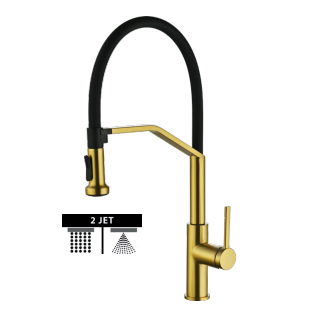 Grifo de cocina monomando Véneto oro cepillado de Imex