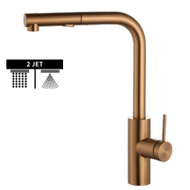 Grifo de cocina monomando Oporto oro rosa cepillado de Imex