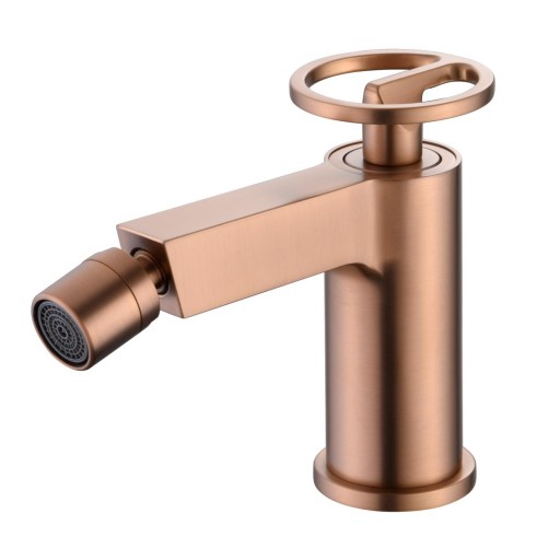 Grifo de bidet monomando oro rosa cepillado Olimpo de Imex