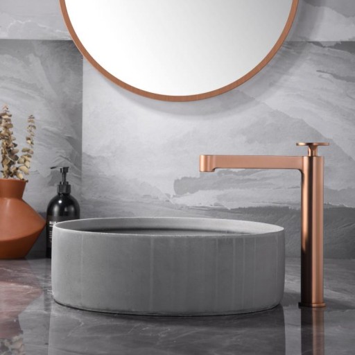 Grifo lavabo alto monomando Olimpo oro rosa cepillado de Imex [1]