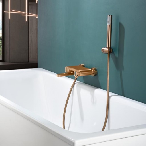 Grifo baño-ducha monomando Olimpo oro rosa cepillado de Imex [2]