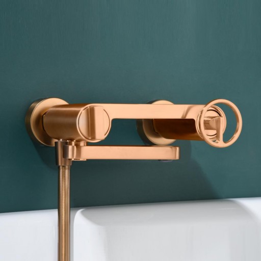 Grifo baño-ducha monomando Olimpo oro rosa cepillado de Imex [1]