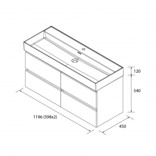 Mueble de baño Bequia suspendido 4 cajones 120 cm roble áfrica lavabo Veneto de Salgar [3]