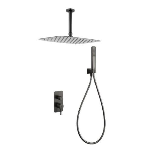 Conjunto de ducha empotrado monomando Arezzo black gun metal de Imex