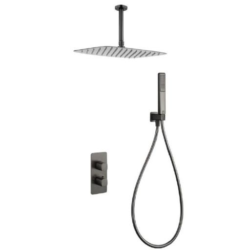 Conjunto de ducha empotrado termostático Arezzo black gun metal de Imex [0]