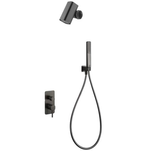 Conjunto de ducha empotrado monomando Toscana black gun metal de Imex
