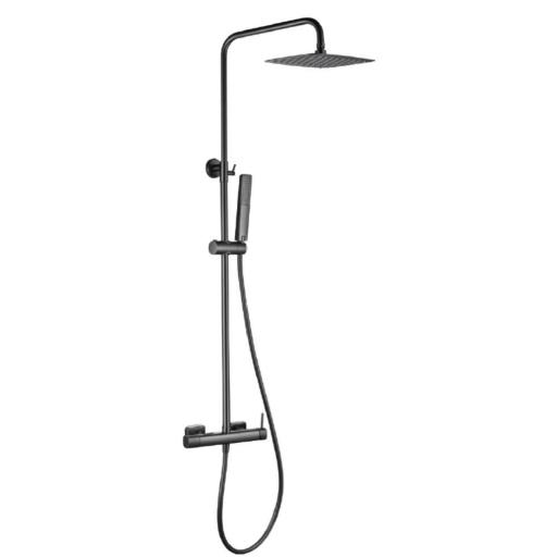 Conjunto barra de ducha monomando Firenze black gun metal de Imex