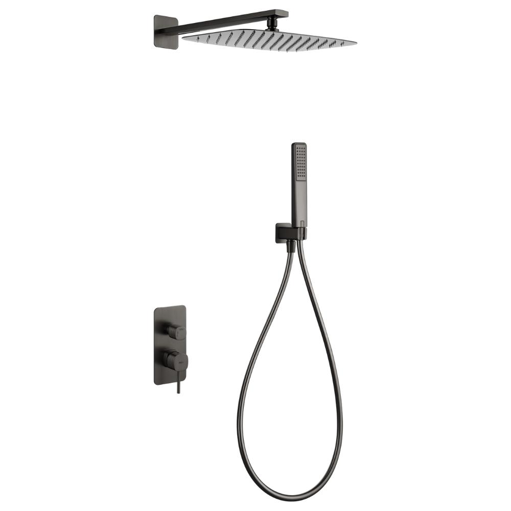 Conjunto ducha monomando empotrado Firenze black gun metal de Imex