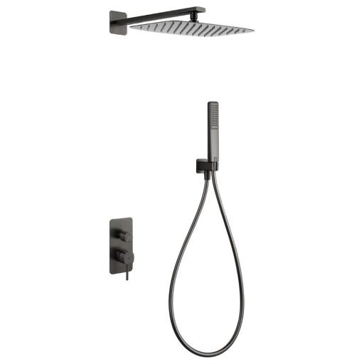 Conjunto ducha monomando empotrado Firenze black gun metal de Imex