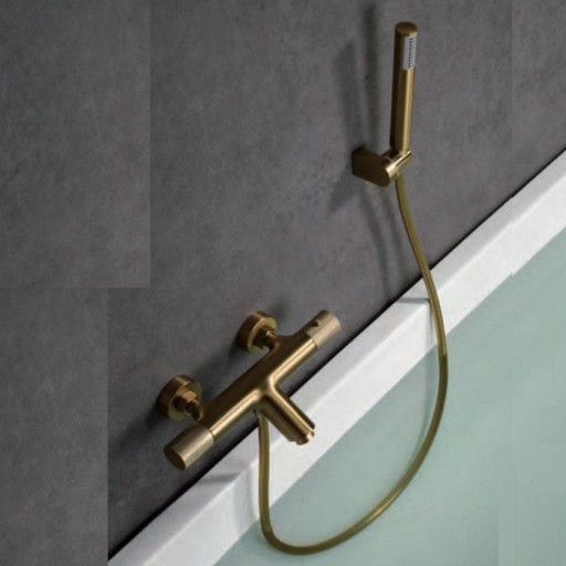 Grifo baño-ducha termostatico Line oro cepillado de Imex