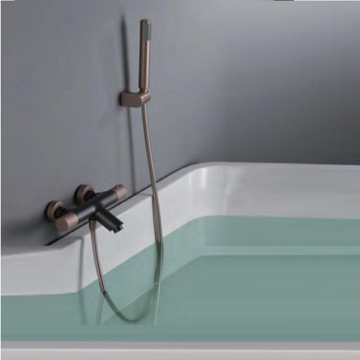 Grifo baño-ducha termostatico Line gris mate con champagne de Imex