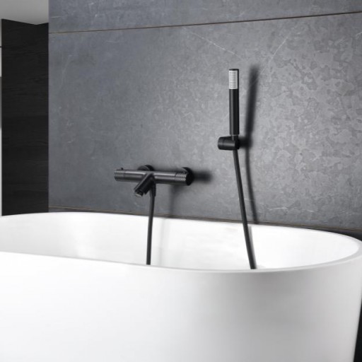 Grifo baño-ducha termostático Génova negro mate de Imex