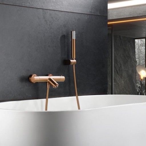 Grifo baño-ducha termostático Génova oro rosa cepillado de Imex