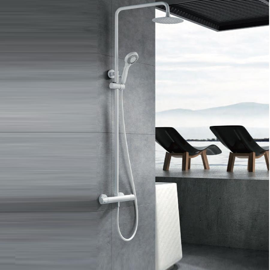 Comprar Barra de ducha termostatica redonda acero cepillado online