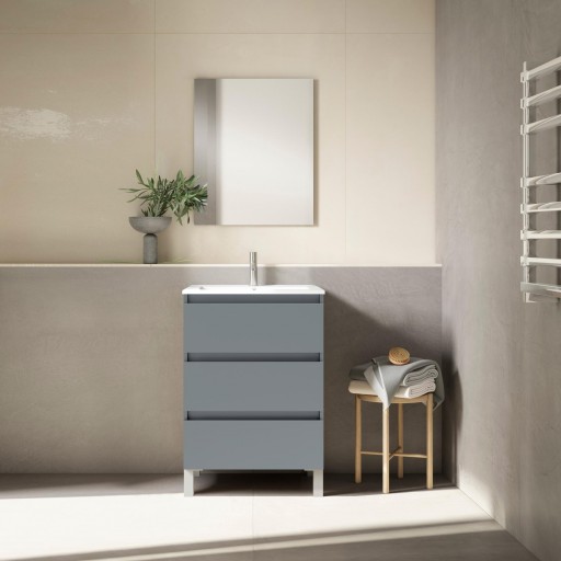 Mueble fondo reducido Box de baño con patas 3 cajones de Visobath