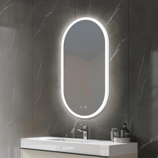 Espejo de baño Canada con luz perimetral ovalado de Ledimex