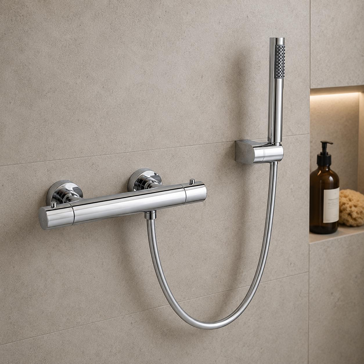 Conjunto de ducha termostatica Round cromo de Gme