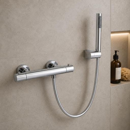 Conjunto de ducha termostatica Round cromo de Gme