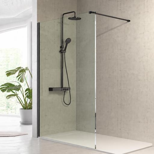 Mampara panel fijo Fresh 1 hoja fija gun metal de Kassandra