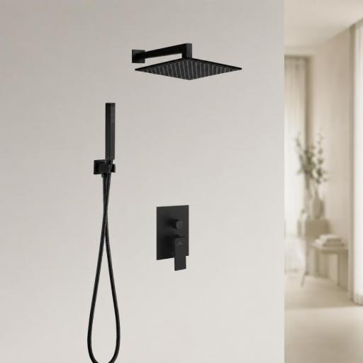 Conjunto de ducha + distribuidor León de Aquassent en negro