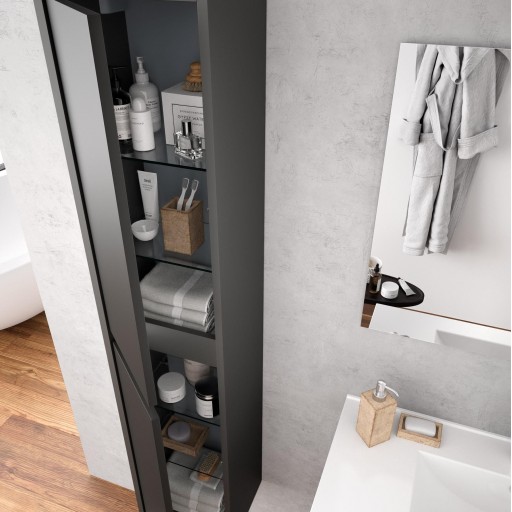 Pilar de baño Noja suspendido 2 puertas gris mate de Salgar [1]