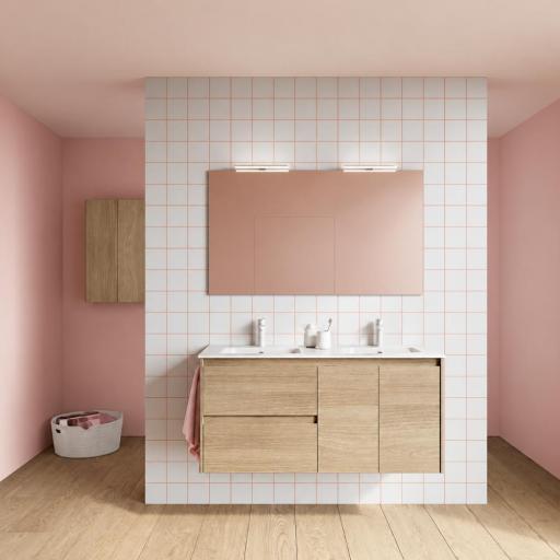 Mueble de baño Alfa Compact suspendido 120 cm 2 cajones con 2 puertas doble seno promocion de Royo