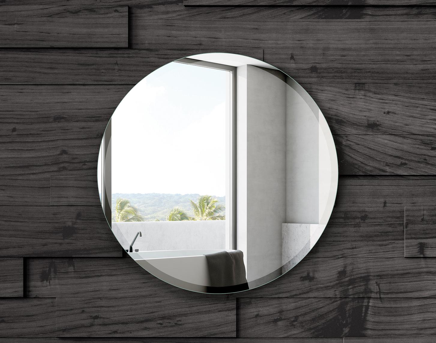 Espejo de pared de madera circular, moderno espejo redondo de 32