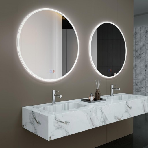 Espejo de baño Atenas con luz frontal redondo de Ledimex