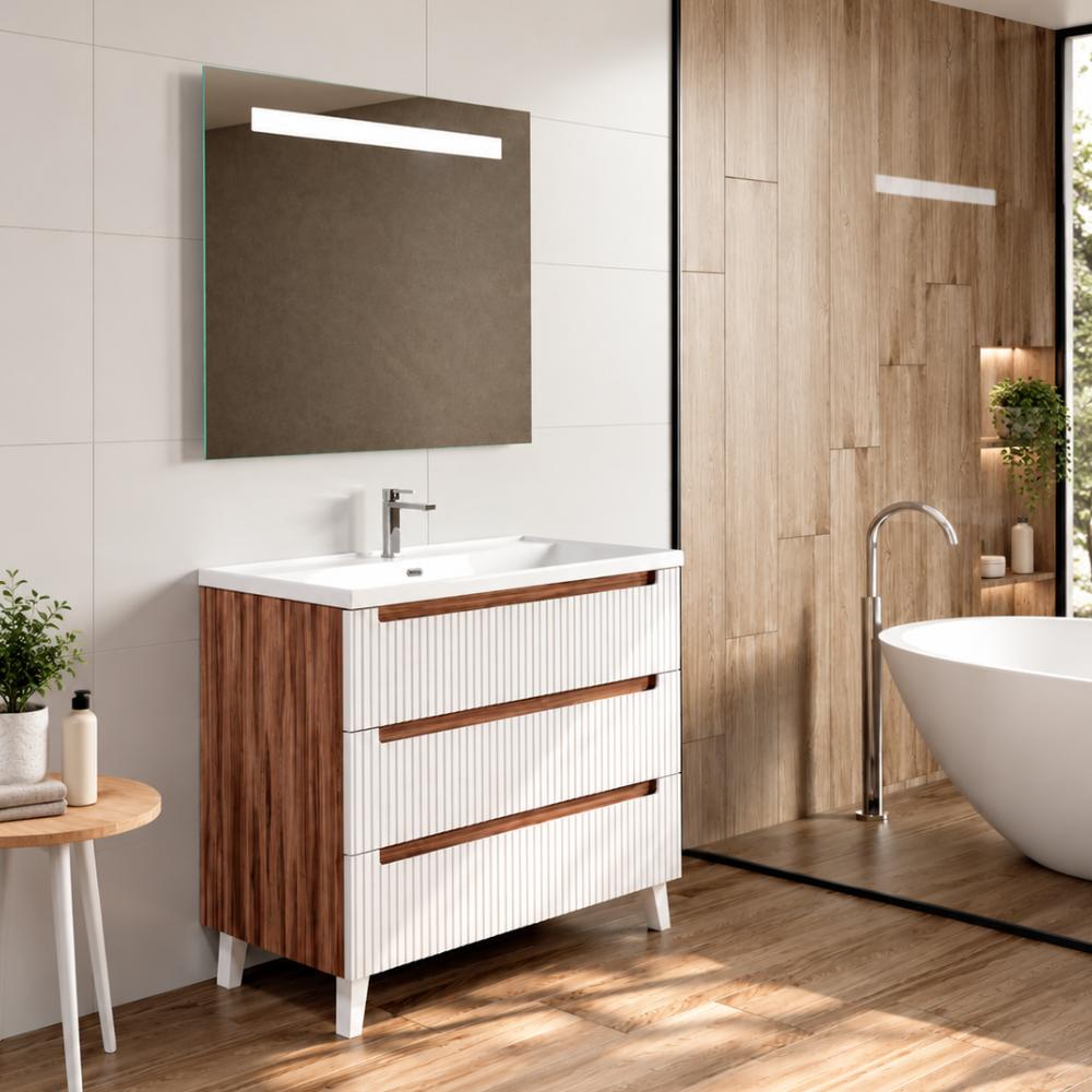 Mueble de baño encastrado Lineal 3 cajones con patas de Batoni