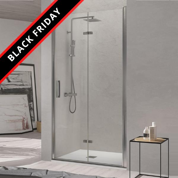 Mampara frontal Nardi 1 hoja plegable + 1 hoja fija plata brillo para ducha de Kassandra