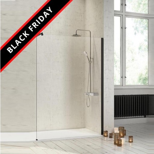 Mampara panel fijo Fresh 1 hoja fija negro mate para ducha de Kassandra