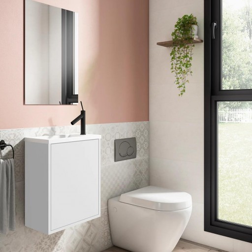 Promo conjunto completo mueble de baño Loft 1 puerta suspendido fondo reducido de Visobath