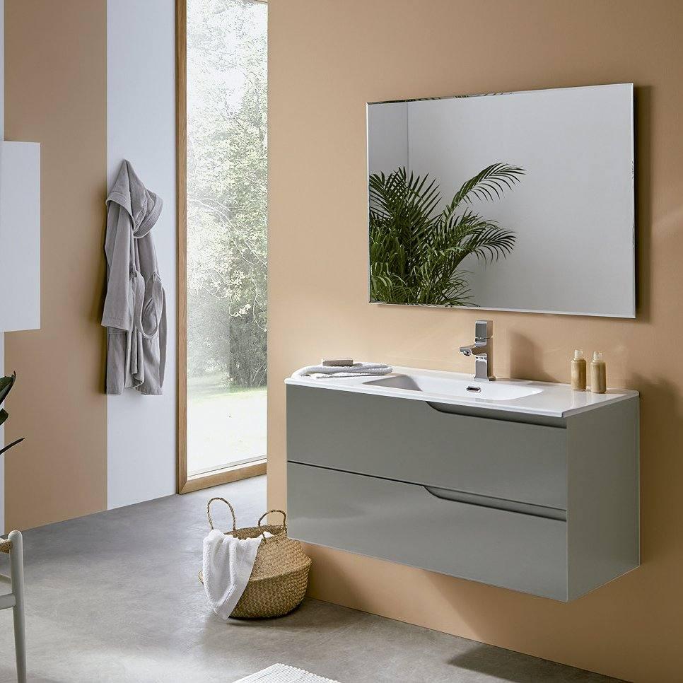 Mueble De Baño De Pared De 60 Cm Con Compartimiento Espejo Y Lavabo De  Roble Serie