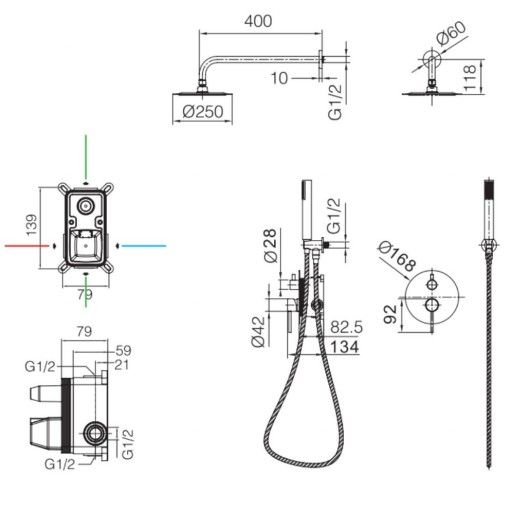 Grifo de ducha empotrado monomando Monza cromo de IMEX [2]