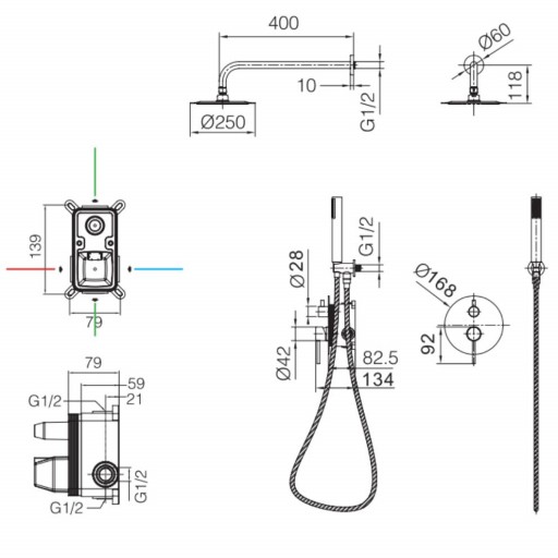 Grifo de ducha empotrado monomando Monza black gun metal de IMEX [2]