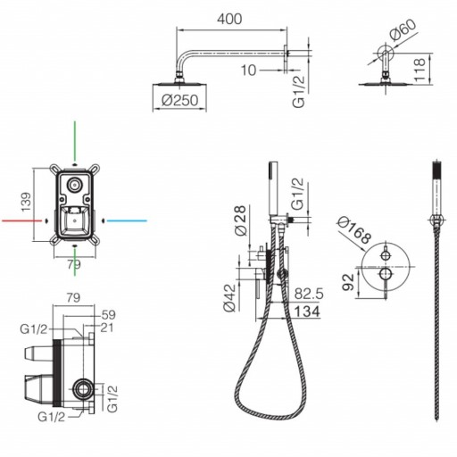 Grifo de ducha empotrado monomando Monza negro mate de IMEX [2]