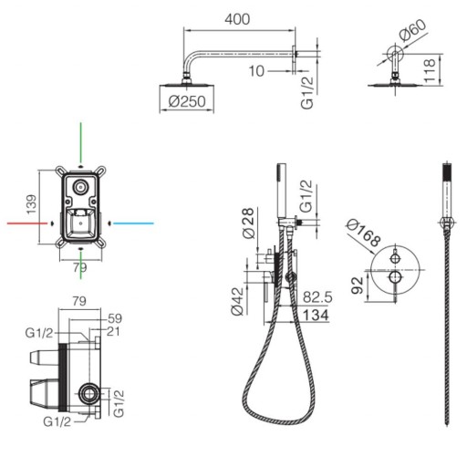 Grifo de ducha empotrado monomando Monza níquel cepillado de IMEX [2]