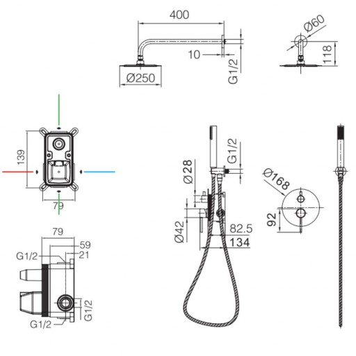 Grifo de ducha empotrado monomando Monza oro rosa cepillado de IMEX [2]