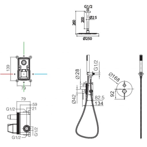 Grifo de ducha empotrado monomando TIVOLI oro cepillado de IMEX [2]